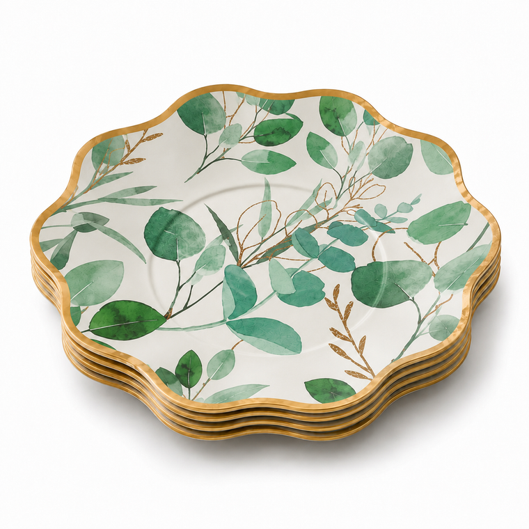 Parttyhub sage leaf dessert plates | SL | Pack 8