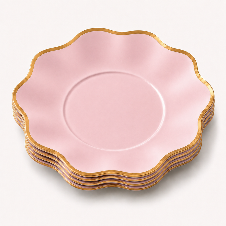 Parttyhub pink gold rim dinner plates | PGR | Pack 8