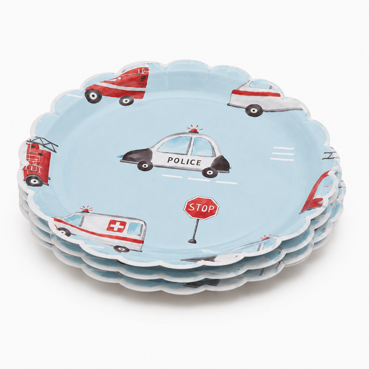 Parttyhub police car theme dinner plates | PC | Pack 8