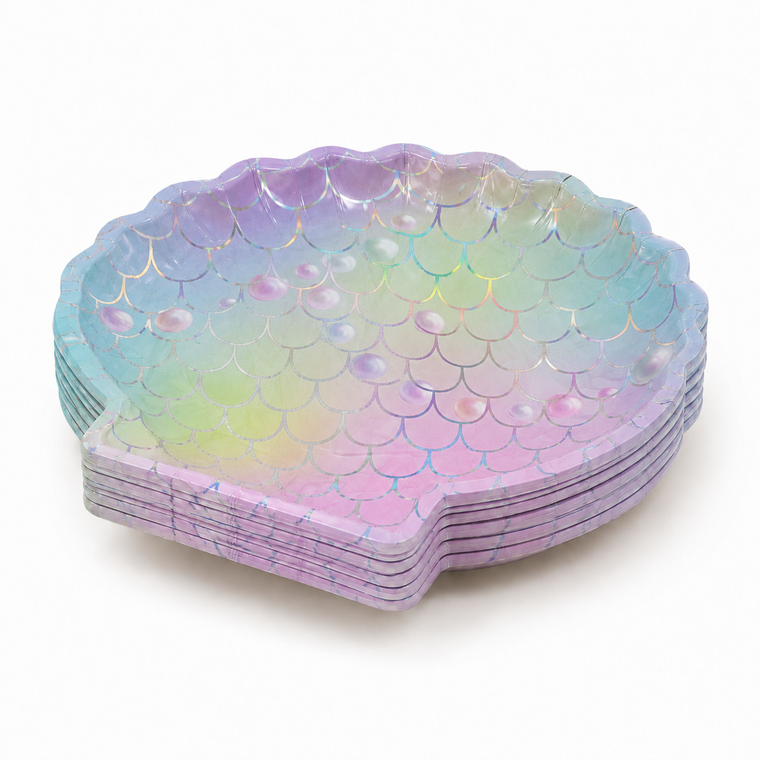 Parttyhub iridescent mermaid dessert plates | MRMID | Pack 8
