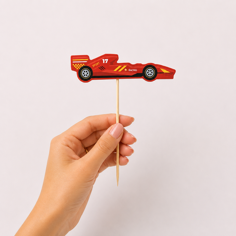 Parttyhub red racecar cupcake topper