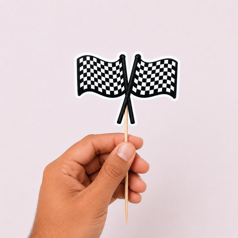 Parttyhub racing flags cupcake topper