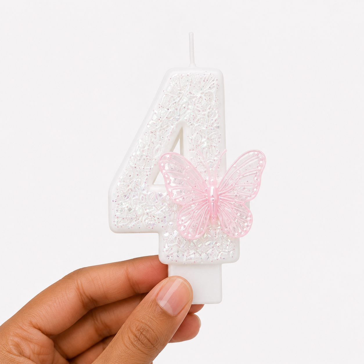 Parttyhub White Fairy Candles With Butterflies | BFL | Pack 1