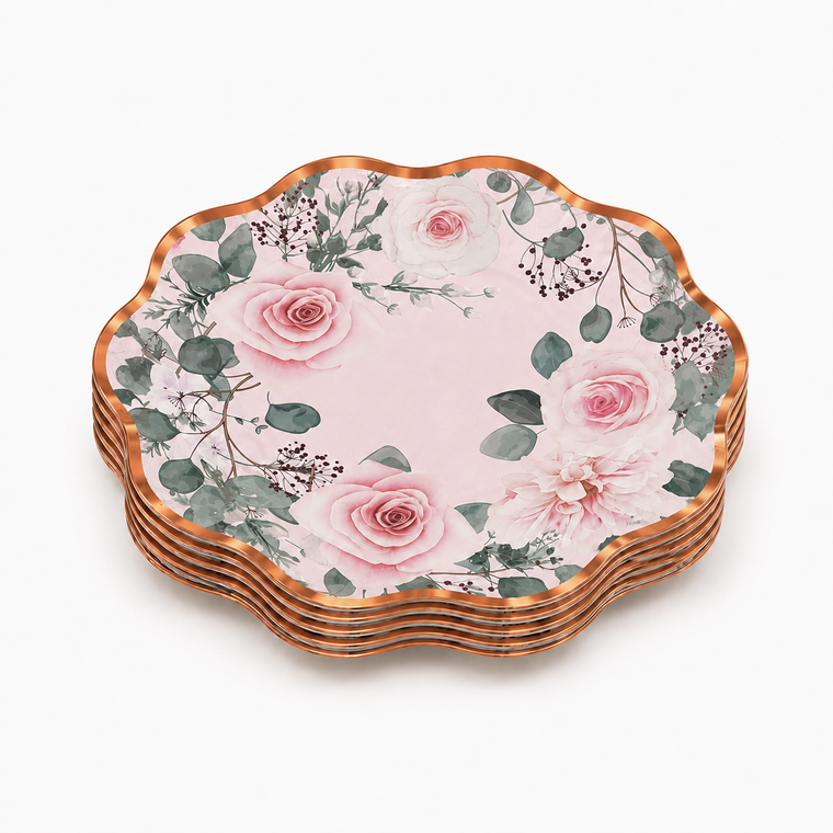 Parttyhub blush roses dinner plates | BBN | Pack 8
