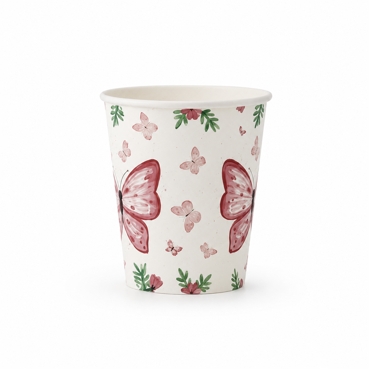 Parttyhub pink butterfly party cups | BFL | Pack 8