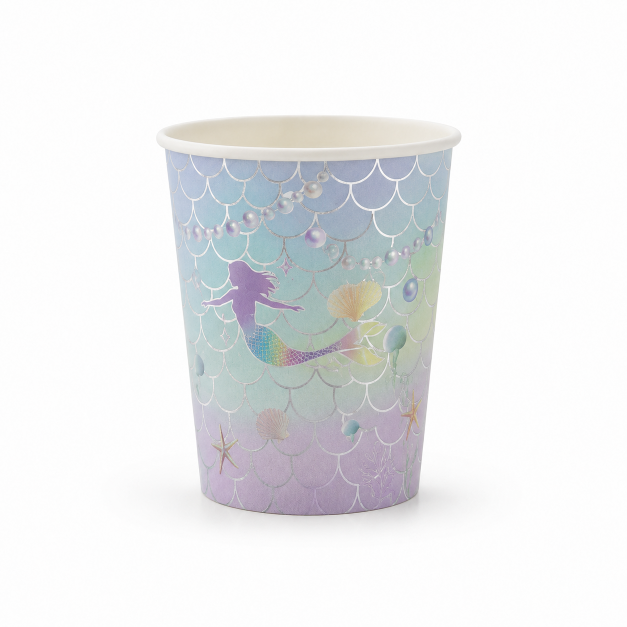 Parttyhub iridescent mermaid party cups | MRMID | Pack 8