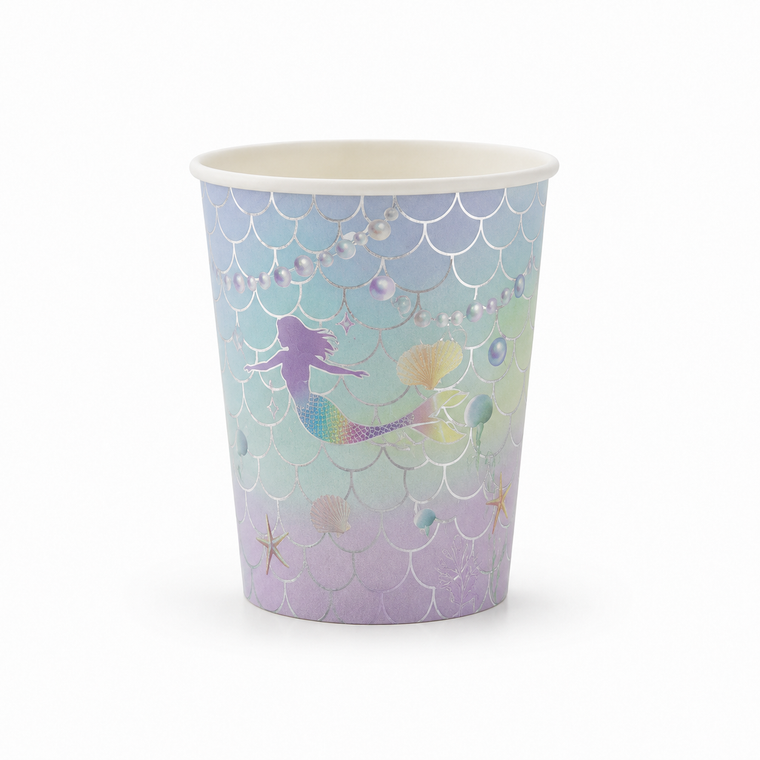 Parttyhub iridescent mermaid party cups | MRMID | Pack 8