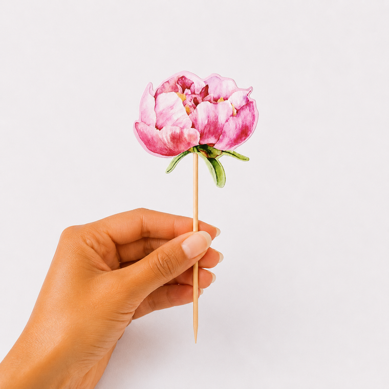 Parttyhub peony blossom cupcake topper