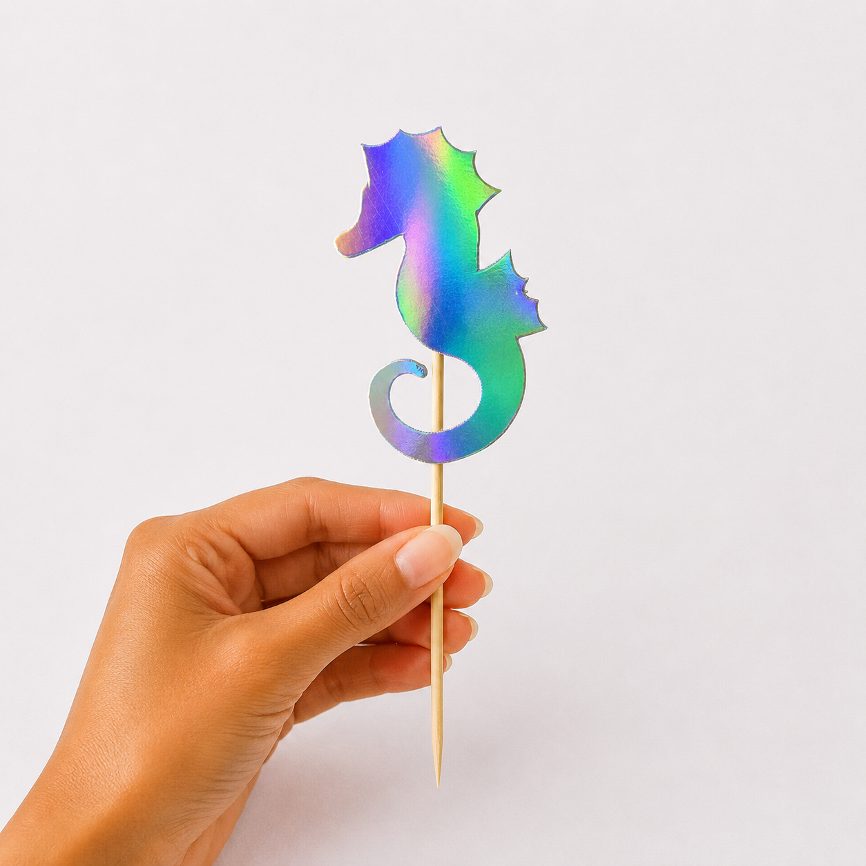 Parttyhub seahorse iridescent cupcake topper