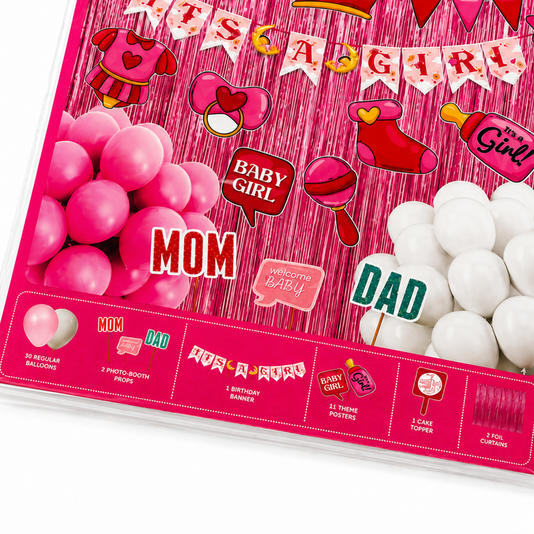 PARTTYHUB IT'S A GIRL' CELEBRATION DECOR KIT | ITG | PACK 1