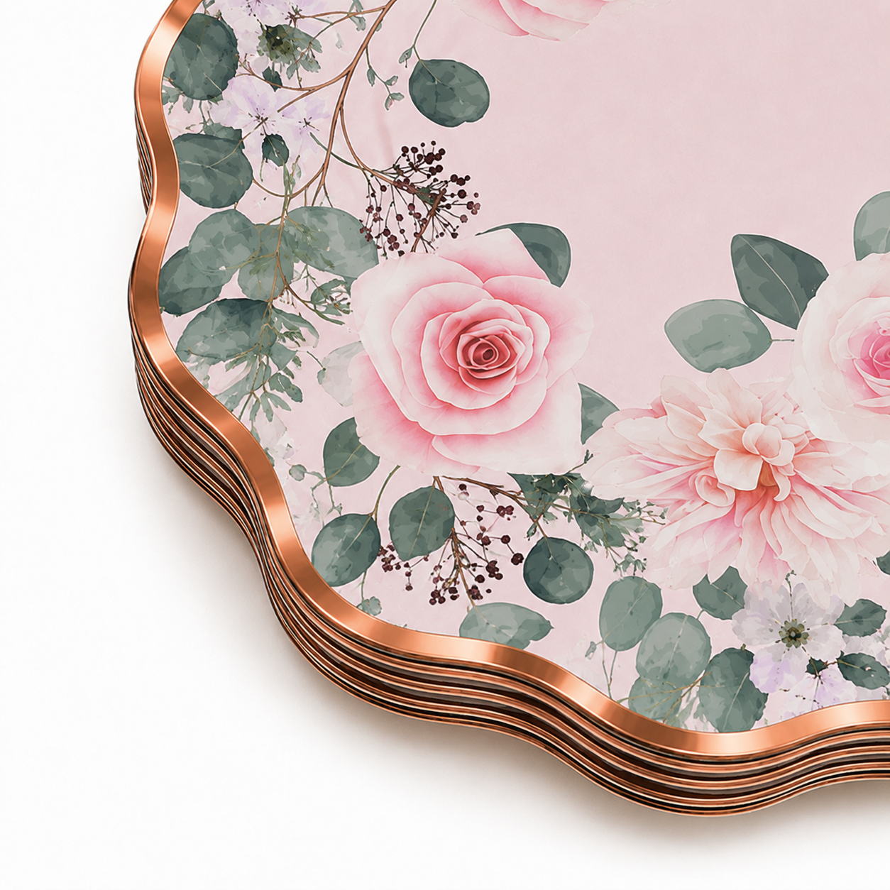 Parttyhub blush roses dinner plates | BBN | Pack 8
