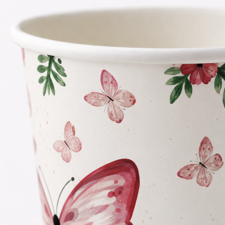 Parttyhub pink butterfly party cups | BFL | Pack 8