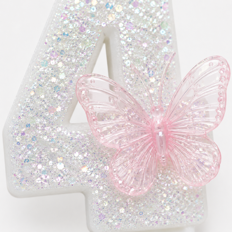 Parttyhub White Fairy Candles With Butterflies | BFL | Pack 1
