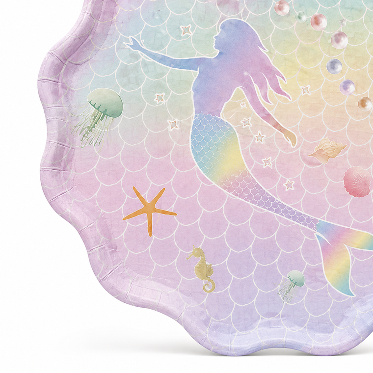 Parttyhub iridescent mermaid dinner plates | MRMID | Pack 8