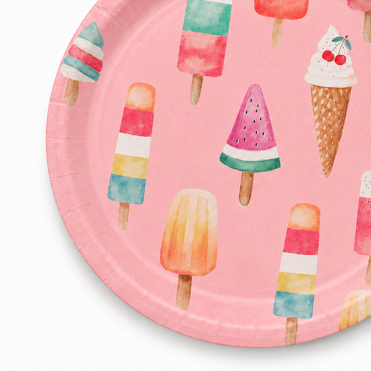 Parttyhub ice cream pink dinner plates | ICR | Pack 8