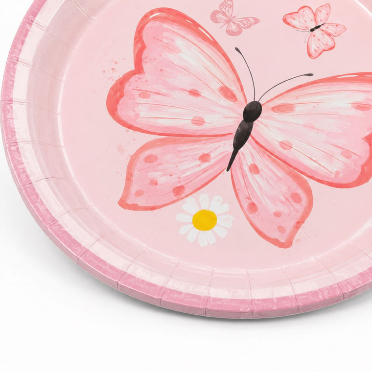 Parttyhub pink butterfly dessert plates | BFL | Pack 8