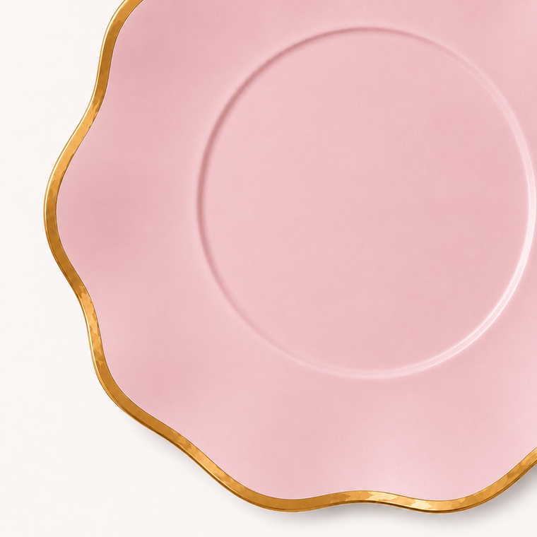 Parttyhub pink gold rim dinner plates | PGR | Pack 8