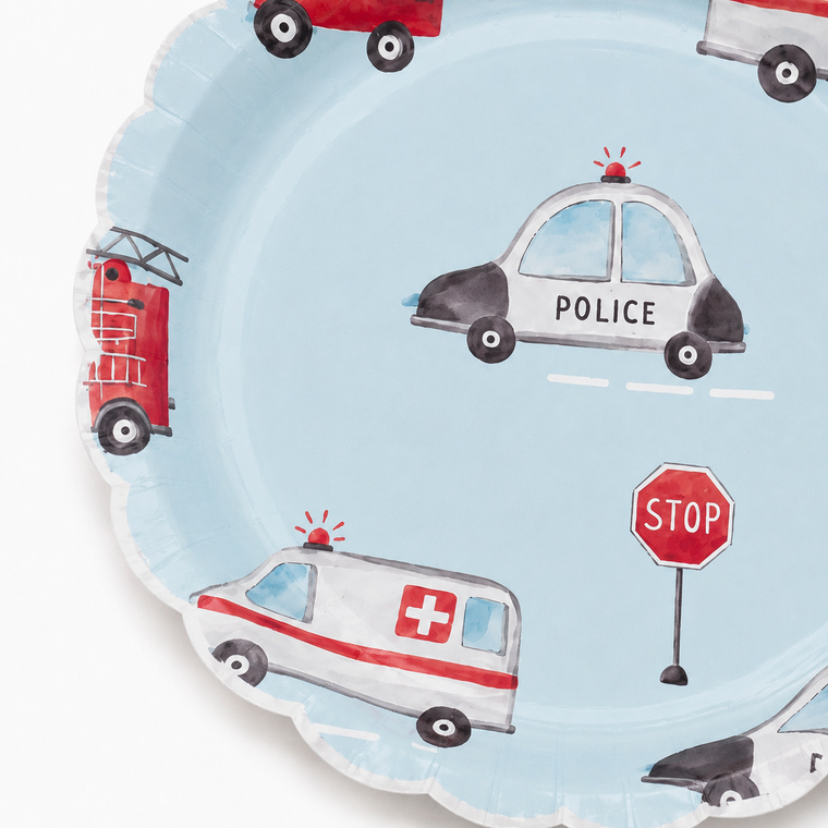 Parttyhub police car theme dinner plates | PC | Pack 8