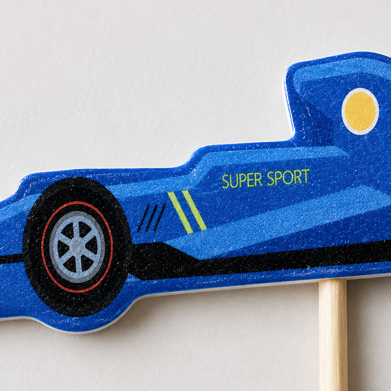 Parttyhub blue racecar cupcake topper