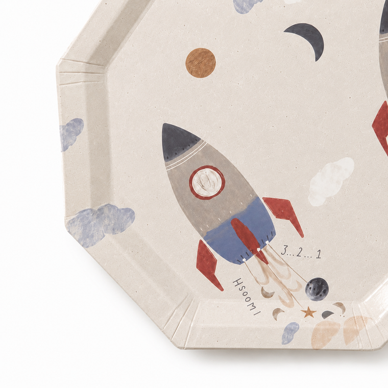 Parttyhub rocket adventure theme dessert plates | RKTA | Pack 8