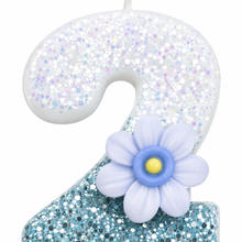 Partyhub Blue Floral Glitter Candles | BFLR | Pack 1