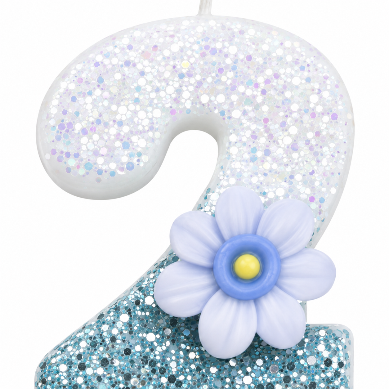 Partyhub Blue Floral Glitter Candles | BFLR | Pack 1