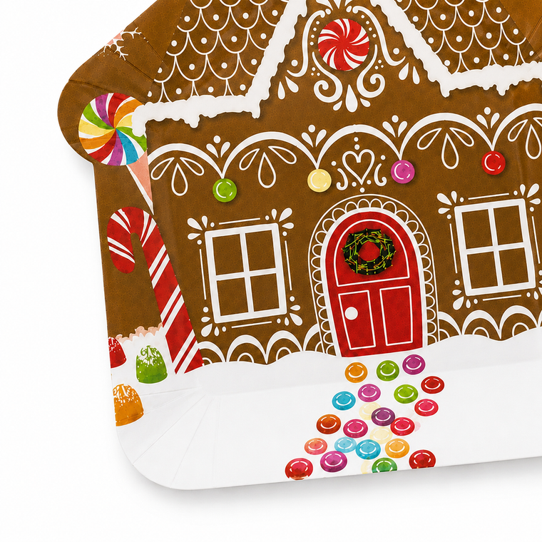 PARTTYHUB Gingerbread House Christmas Dinner Plates – Pack of 8