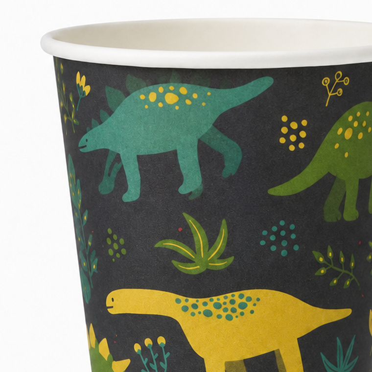 Parttyhub dinosaurs in camouflage party cups | DCAM | Pack 8