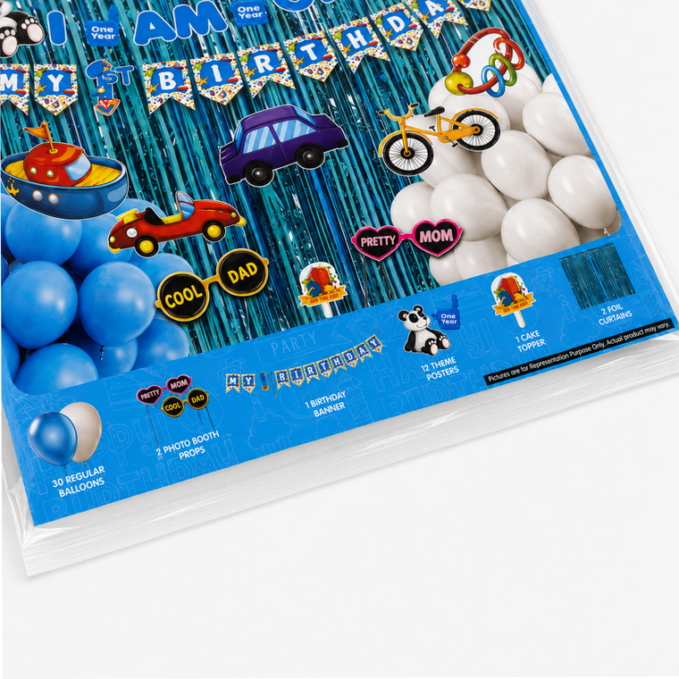 PARTTYHUB I AM ONE' FIRST BIRTHDAY BLUE DECOR KIT | IAO | PACK 1