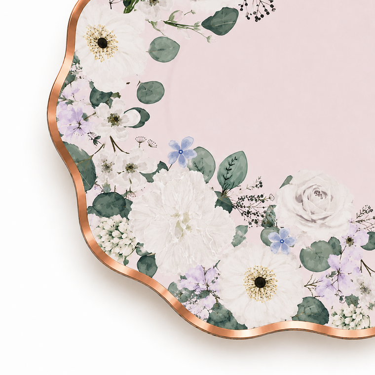 Parttyhub blush roses dessert plates | BBN | Pack 8