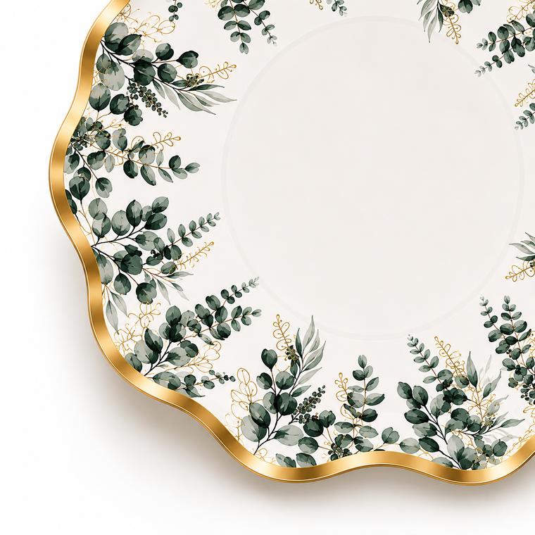 Parttyhub sage leaf dinner plates | SL | Pack 8