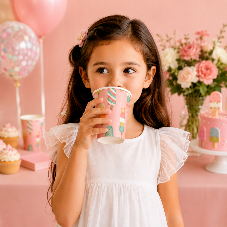 Parttyhub ice cream pink party cups | ICR | Pack 8