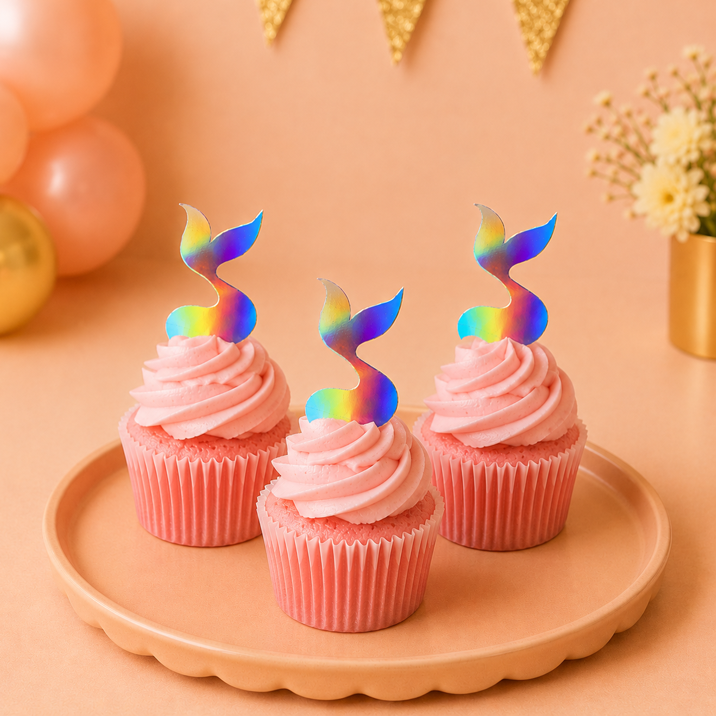 Parttyhub tail of mermaid cupcake topper