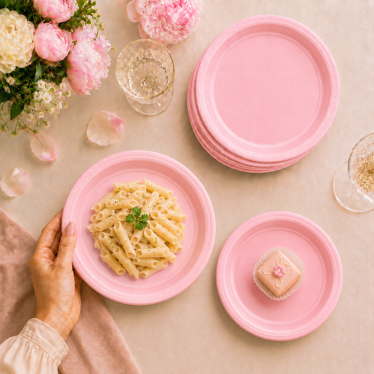 Hot Pink party plates - disposable paper plates for birthday & party decor