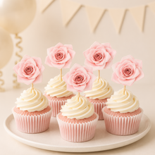 Parttyhub soft pink rose cupcake topper