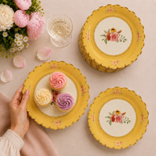 Parttyhub dots & roses pink dessert plates | DRS | Pack 8