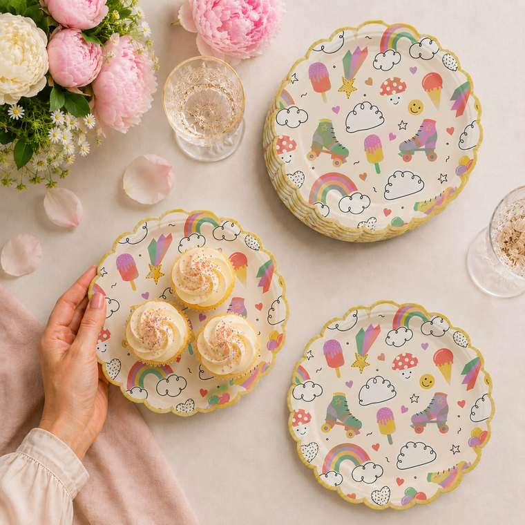 Parttyhub rainbow cloud dessert plates | RC | Pack 8