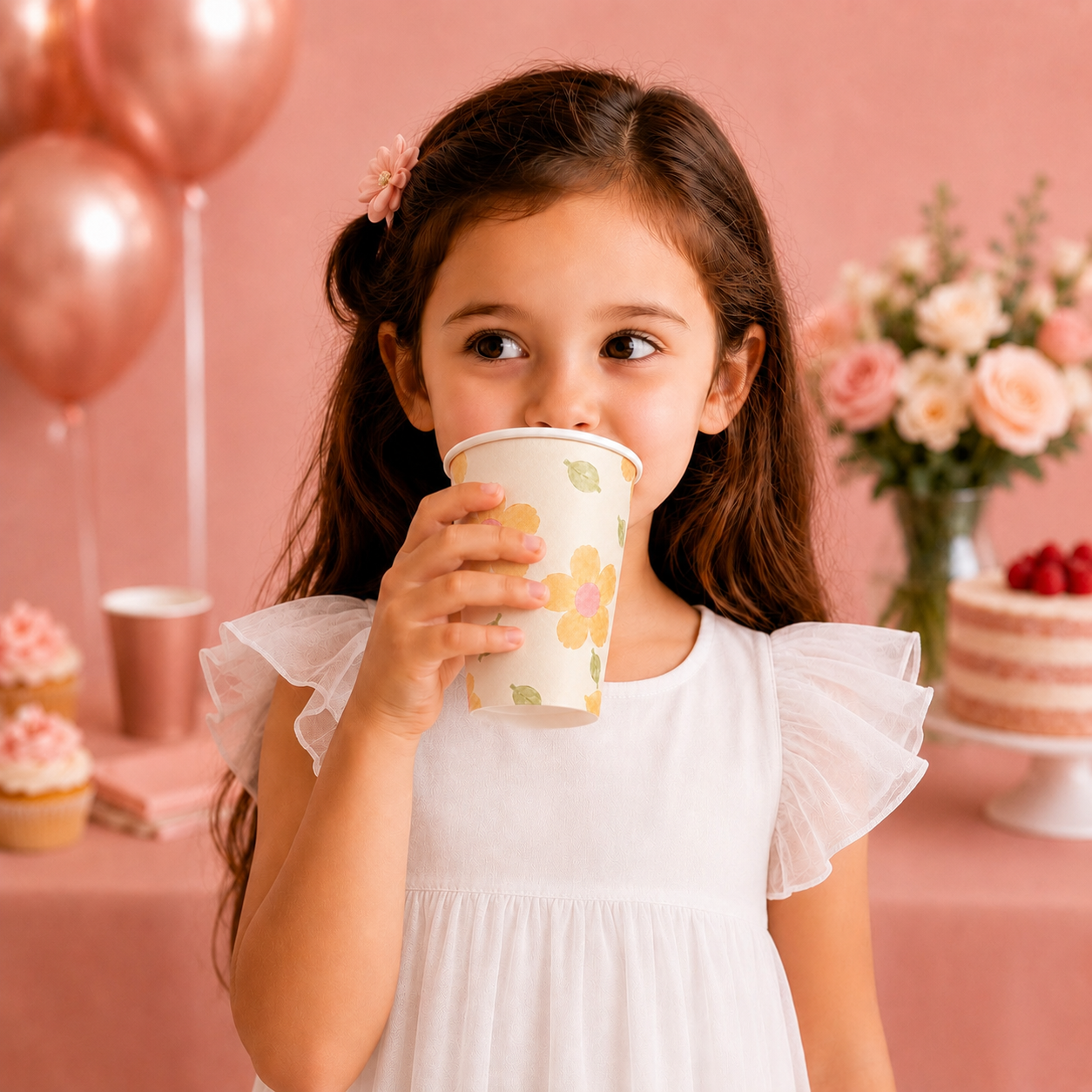Parttyhub pastel floral party cups | PFLW | Pack 8