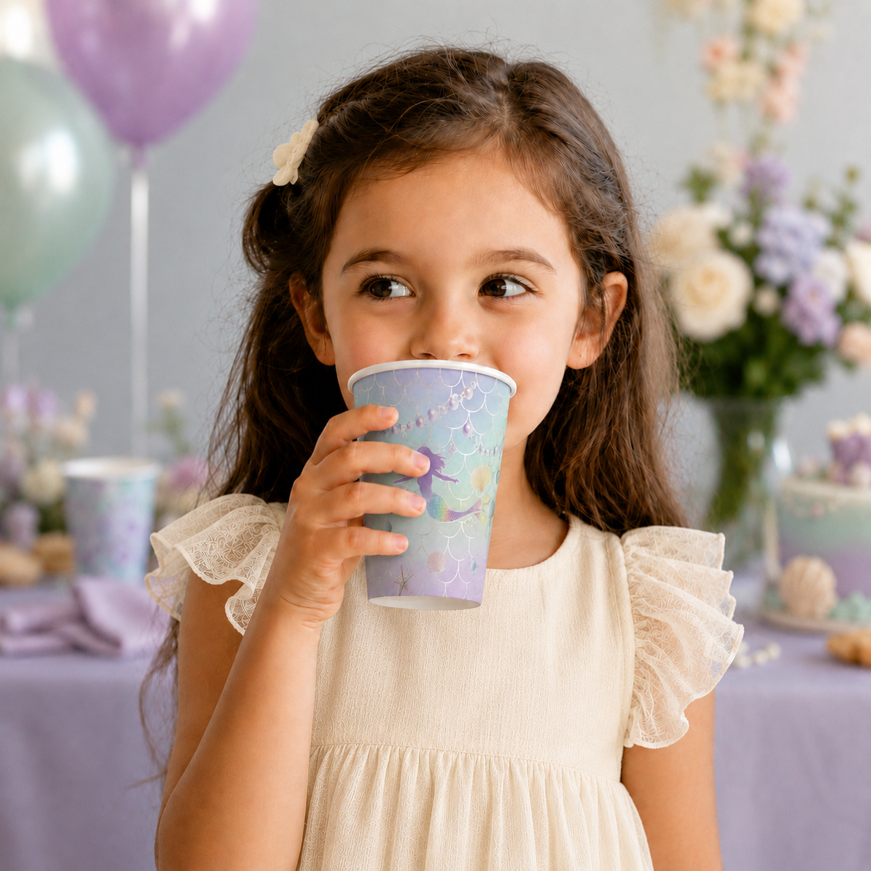 Parttyhub iridescent mermaid party cups | MRMID | Pack 8