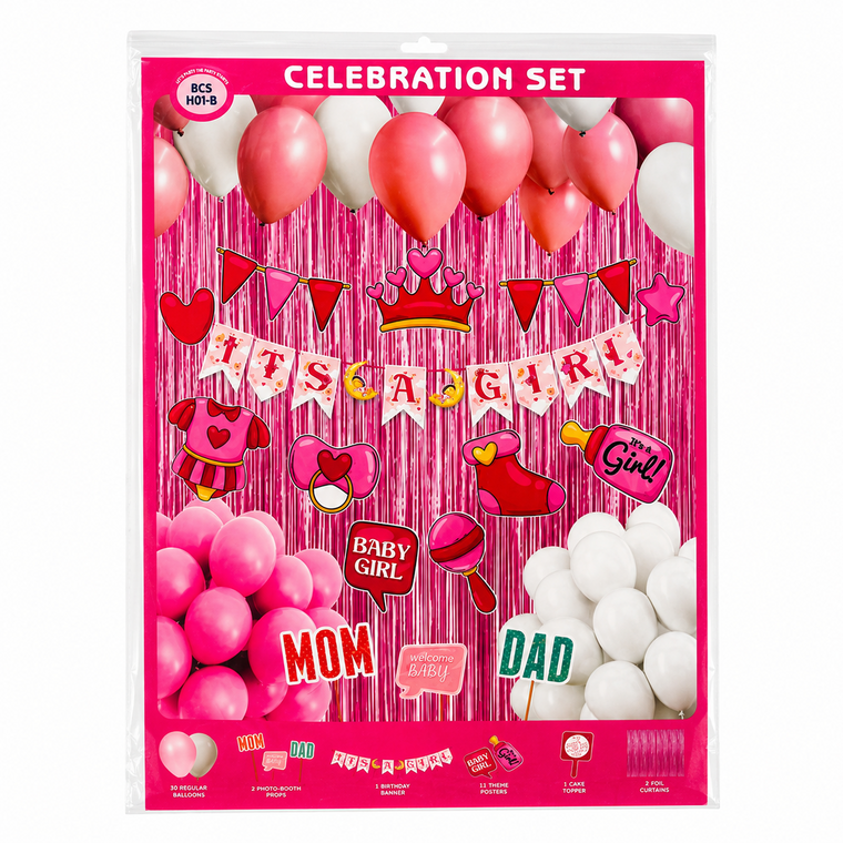 PARTTYHUB IT'S A GIRL' CELEBRATION DECOR KIT | ITG | PACK 1