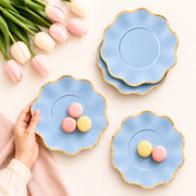 Parttyhub blue gold rim dessert plates | BGR | Pack 8