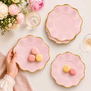 Parttyhub pink gold rim dessert plates | PGR | Pack 8