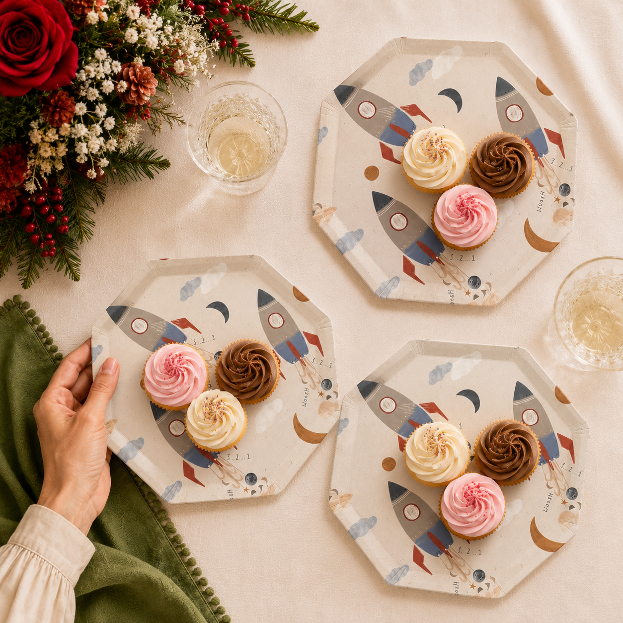 Parttyhub rocket adventure theme dessert plates | RKTA | Pack 8