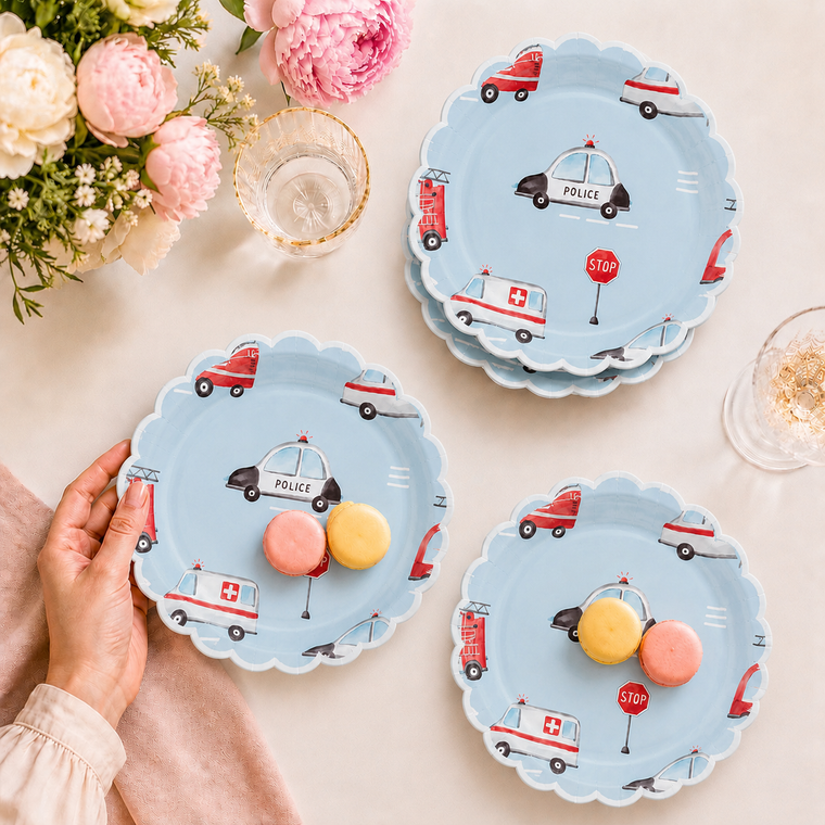 Parttyhub police car theme dinner plates | PC | Pack 8