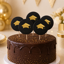 Parttyhub graduation party gold cupcake toppers