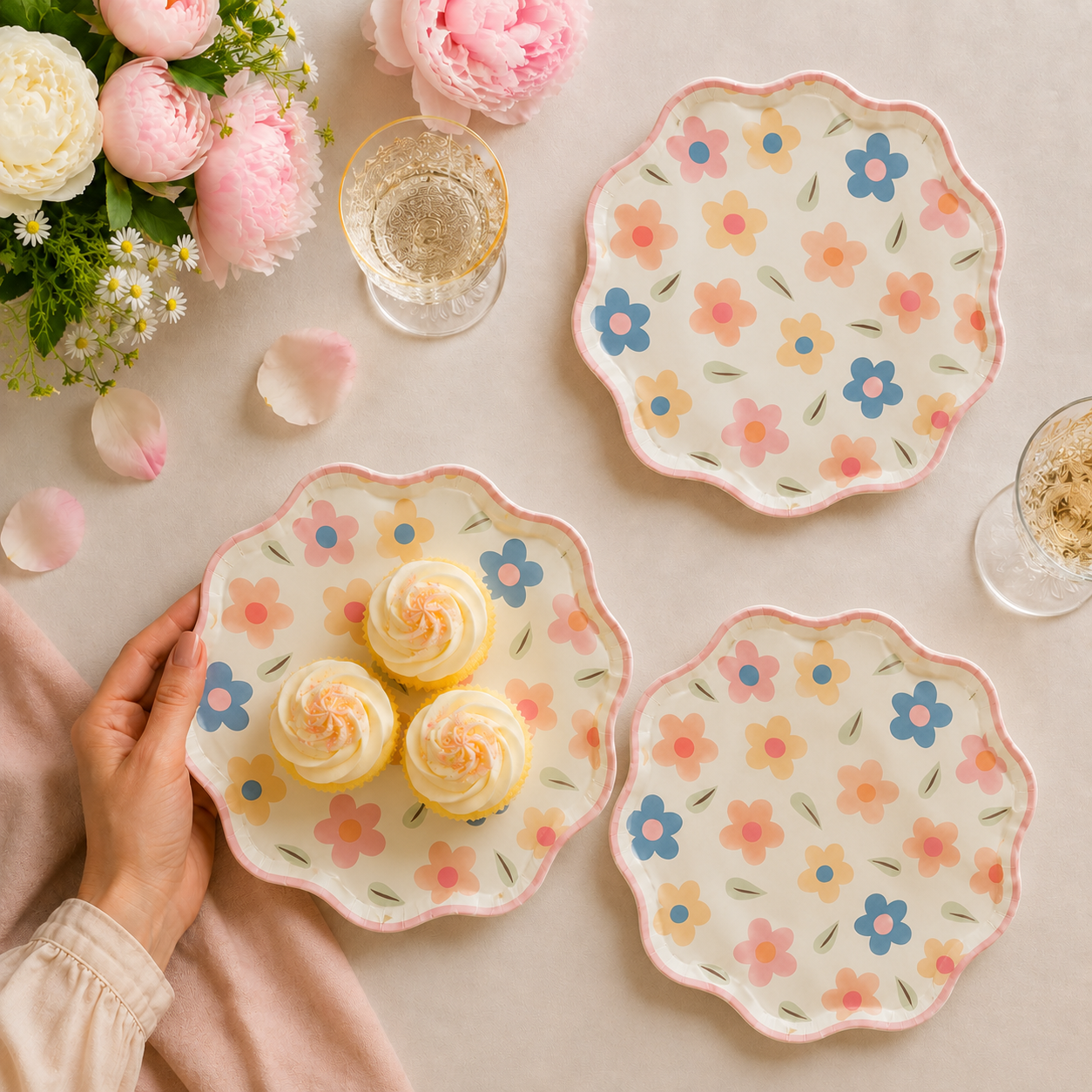 Parttyhub pastel floral dinner plates | PFLW | Pack 8