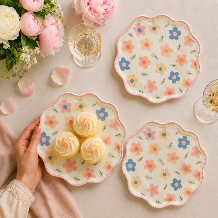 Parttyhub pastel floral dinner plates | PFLW | Pack 8