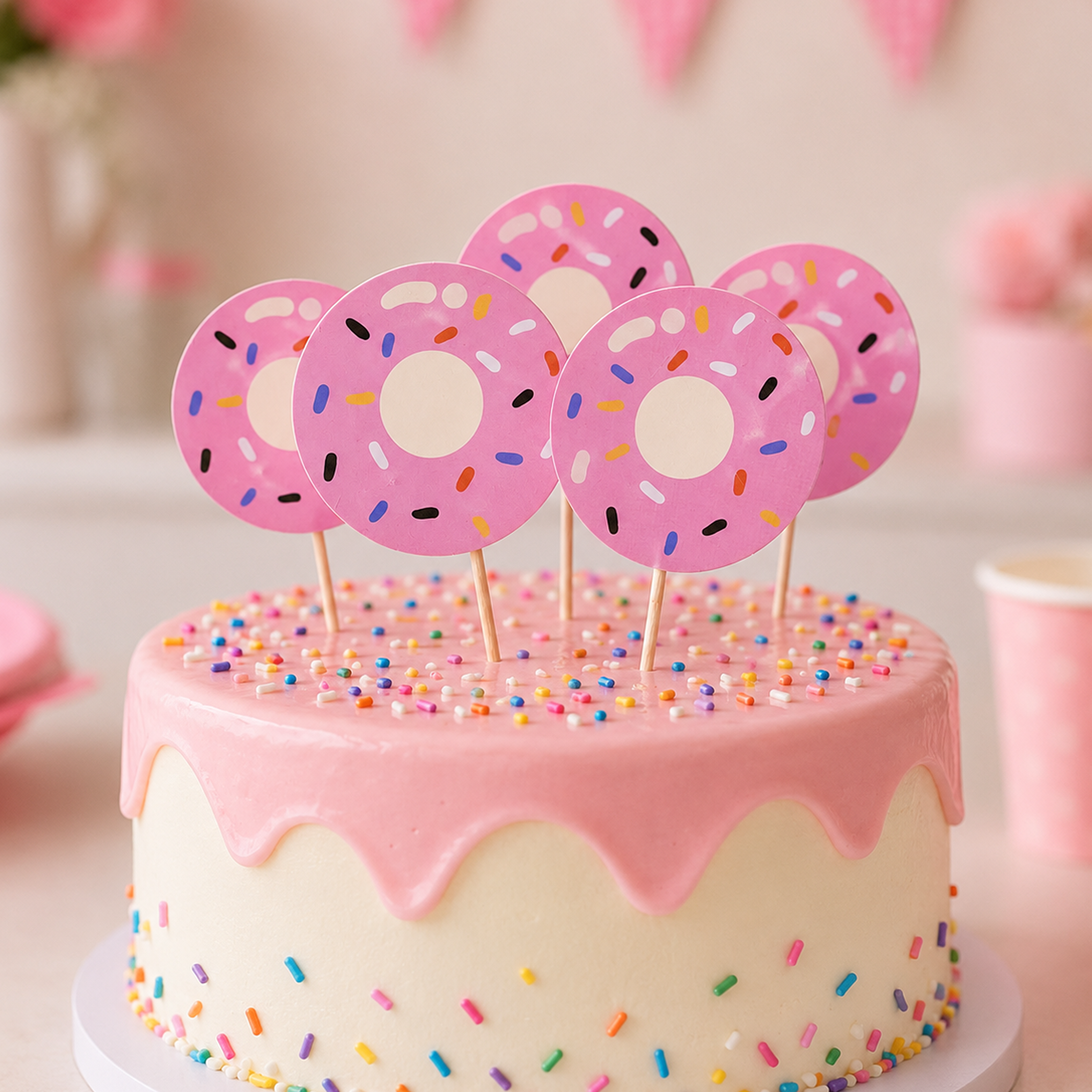 Parttyhub rainbow sprinkle donut topper