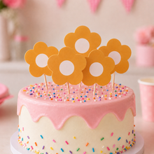 Parttyhub yellow flower shaped cupcake toppers