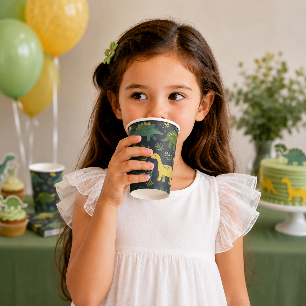Parttyhub dinosaurs in camouflage party cups | DCAM | Pack 8